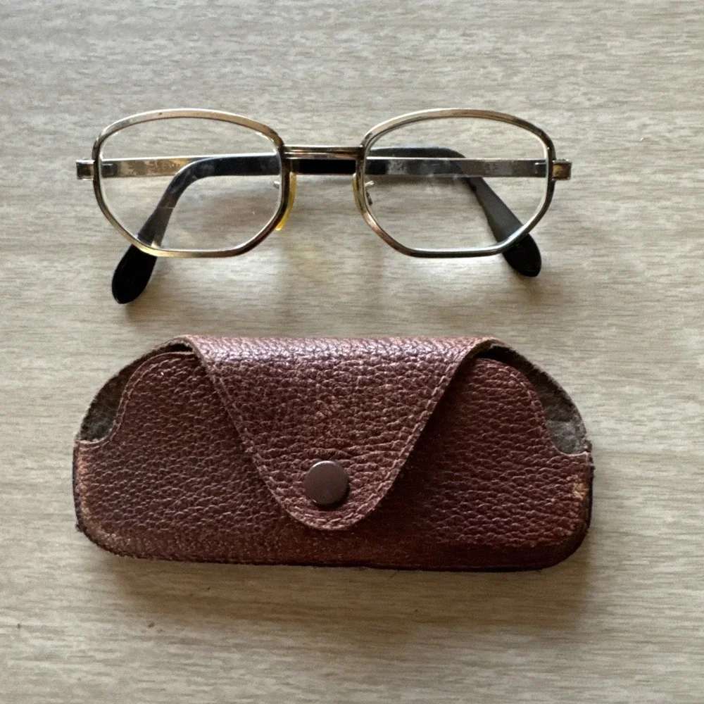 Vtg USA 1/20 10K Gold Filled Bifocal Eyeglasses Wire Frame Octagon Glasses MCM
